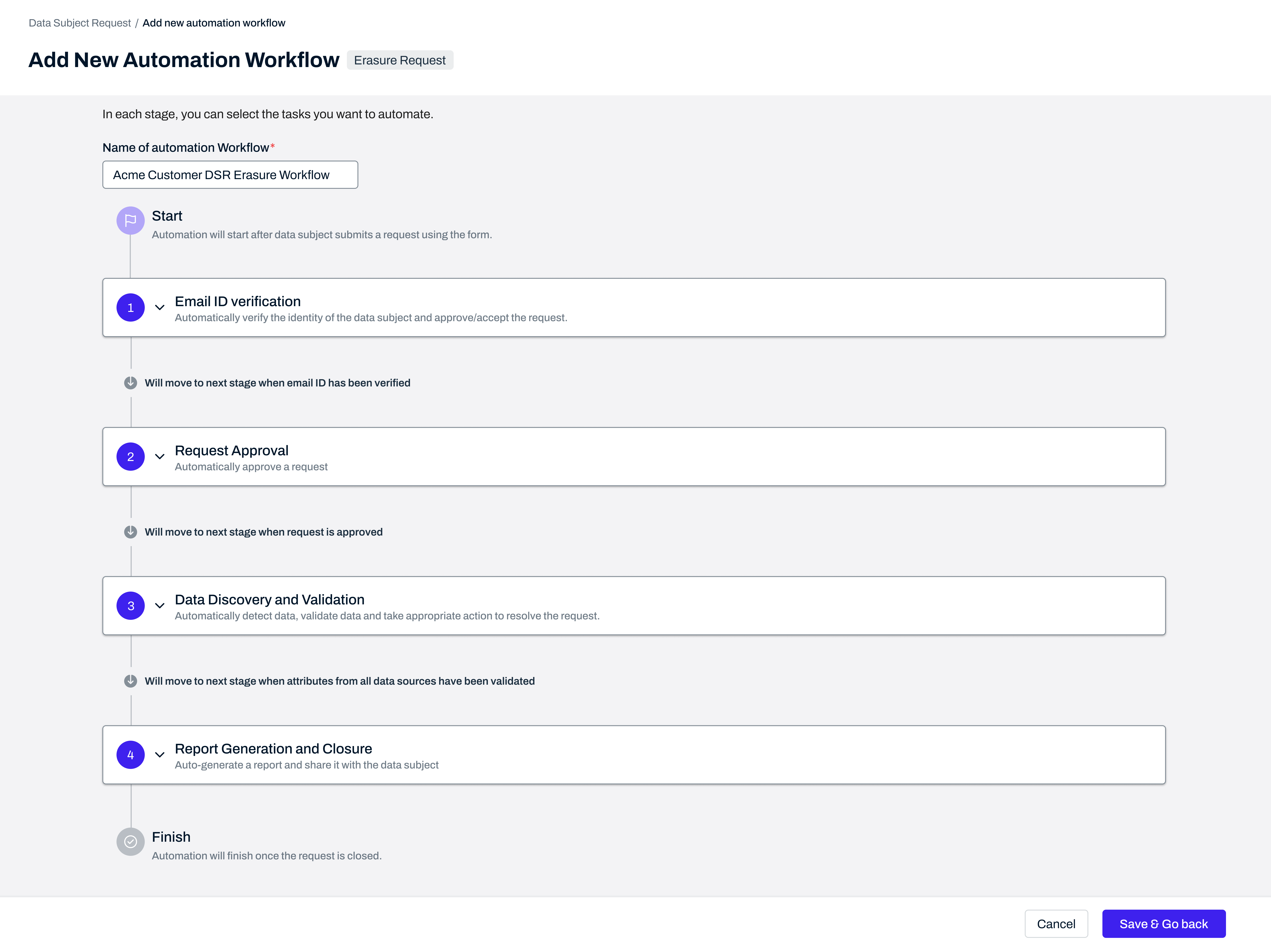 Workflow automation with basic options (initial design)